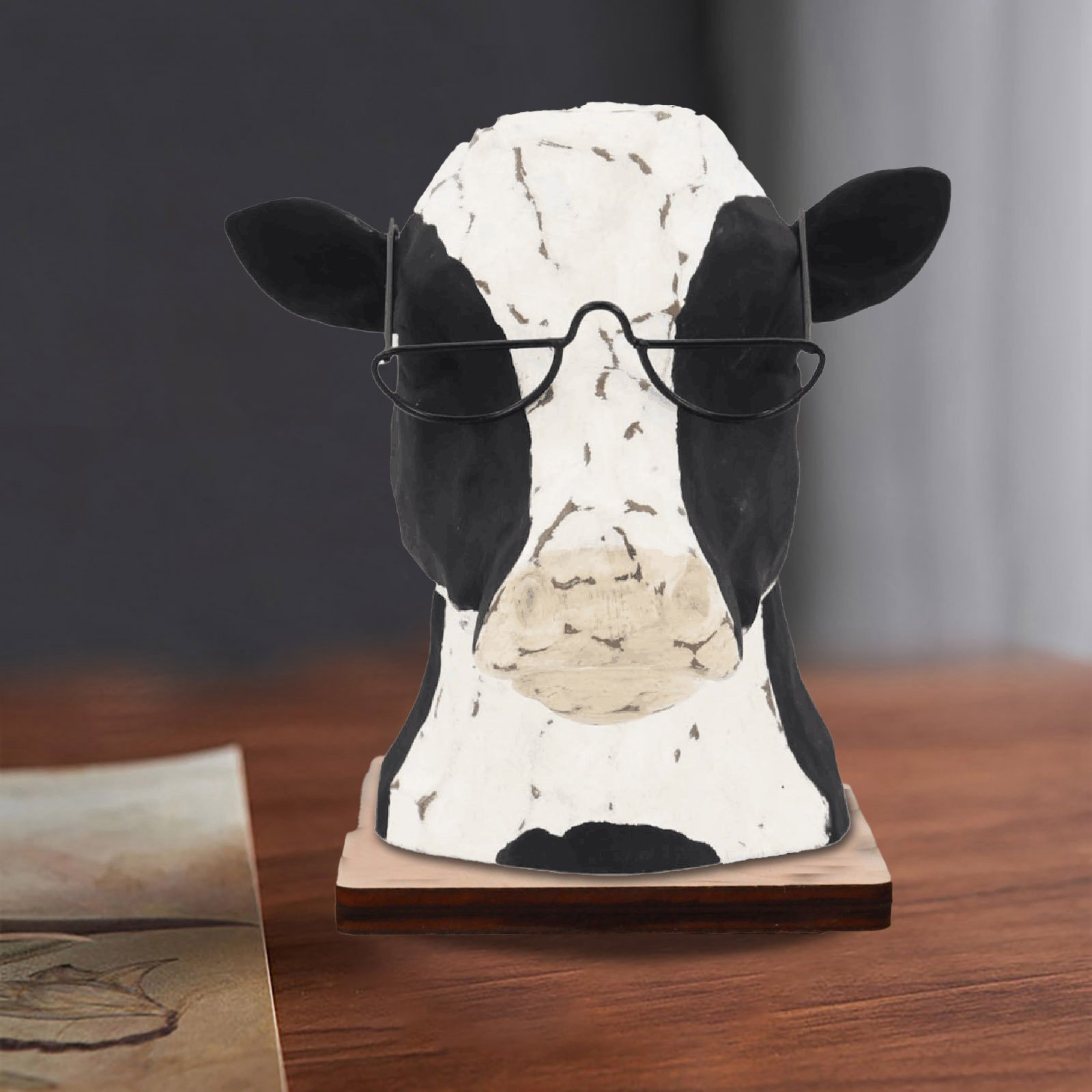c682ea5d-b07b-4239-8bb3-6ebf7f5a5424.jpg Wooden Craftwork Home Decorations Cow Eyeglass Frame - Image 1