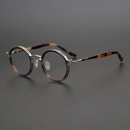Pure Titanium Retro Handmade Round Frame Tortoiseshell  Myopia Frames